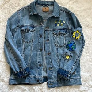 Briston Maroney Merch Denim Jacket with Sun and Earth Patches